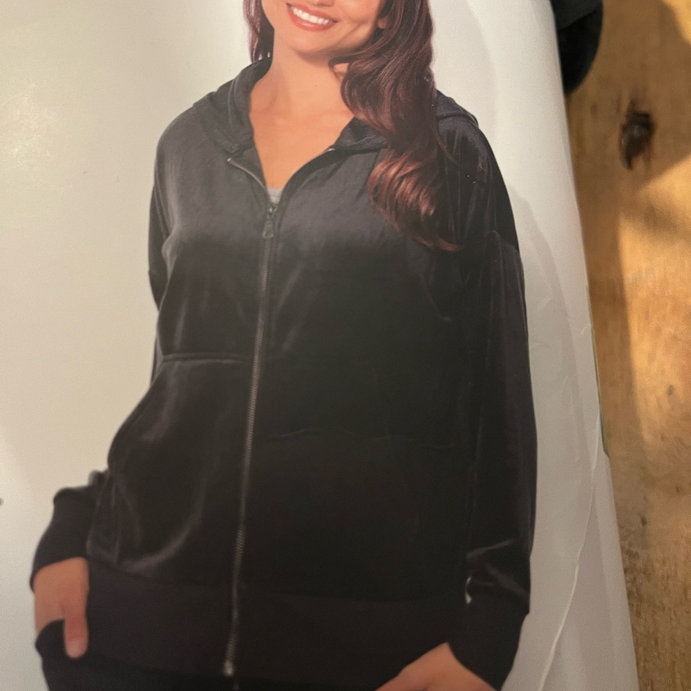 Felina Black Velvet Zip Hoodie and pants